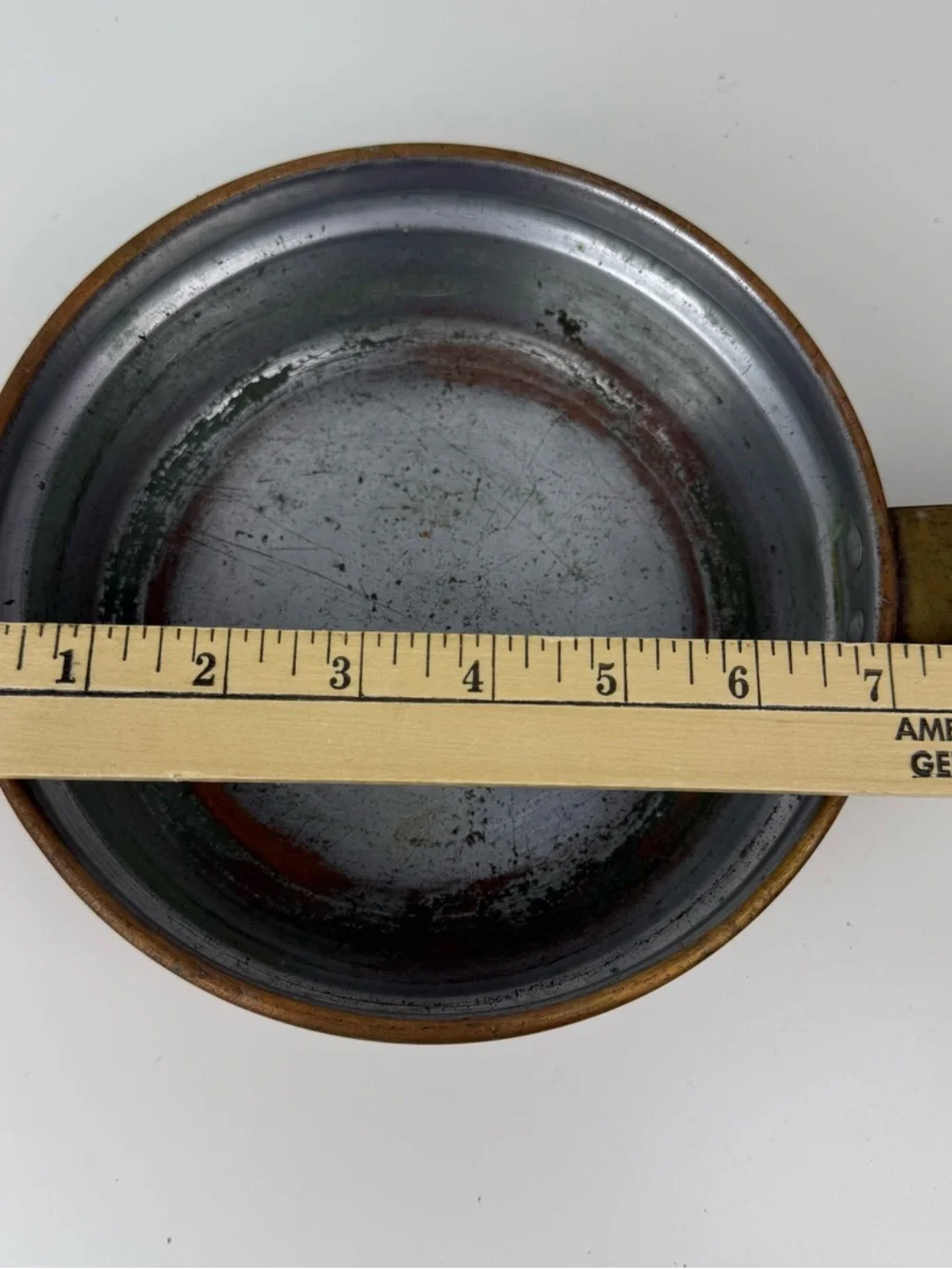 Vintage Copper Saucepan Lid Flat Brass Handle